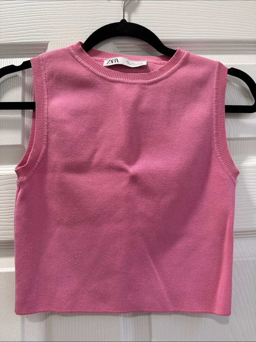 Zara Pink Ribbed Knit Sleeveless Tank Top